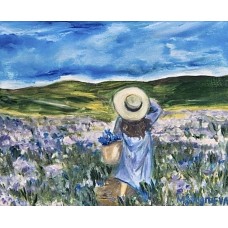 “Lavender Field” – Original Figurative Landscape Painting, Oil on Canvas | Marina Stognieva